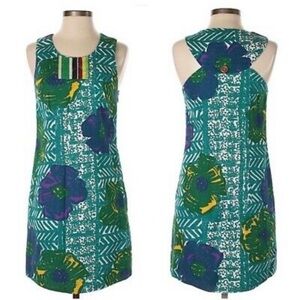 - NWOT Anthro Teal Hibiscus Print Vanessa Virginia Sleeveless Shift Dress